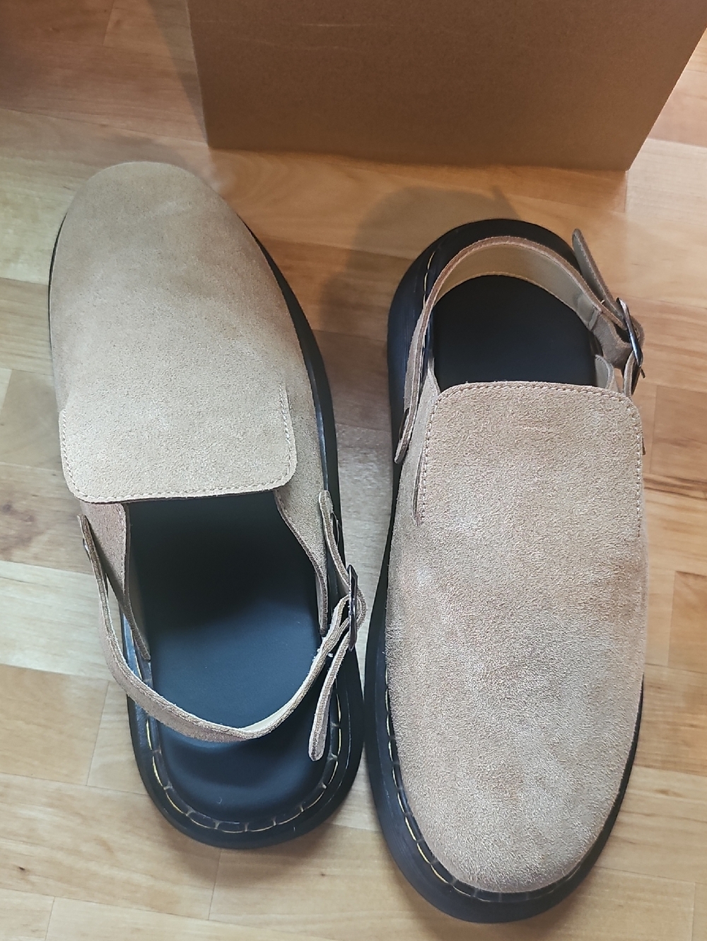 Unisex Suede Slip-On Mule Sandals in Beige